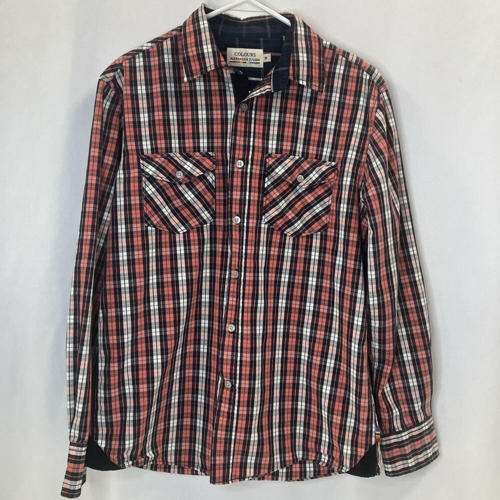 Colours by Alexander Julian Button Down Shirt Long Sleeve Plaid size Medium